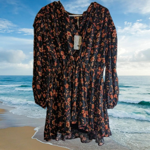 Free People XS NWT blue boho light weight mini. Party,fall/winter - Picture 1 of 2